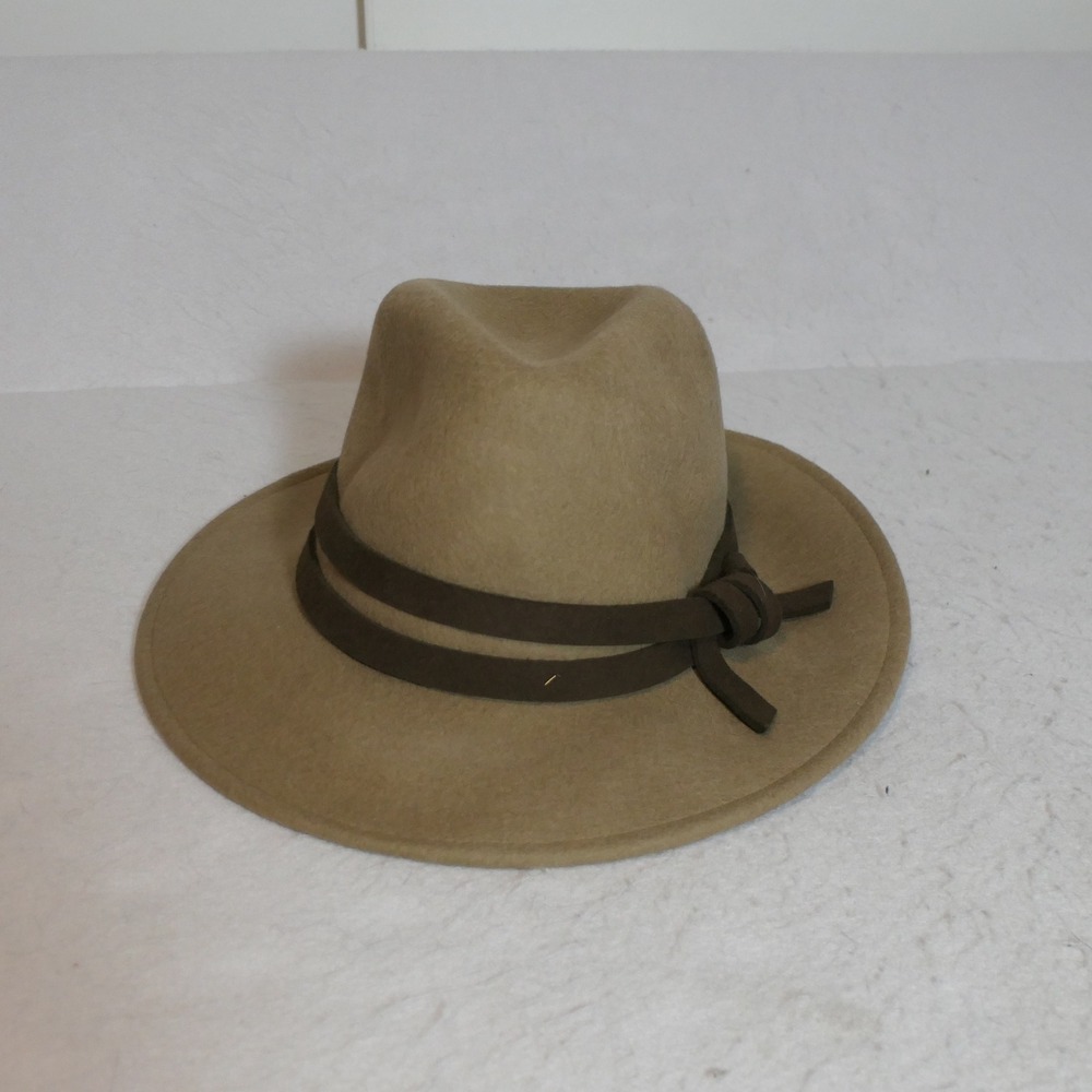 NEW Jeanne Simmons Women Wool Fedora O/S Tan Brown Boho Equestrian Safari Autumn